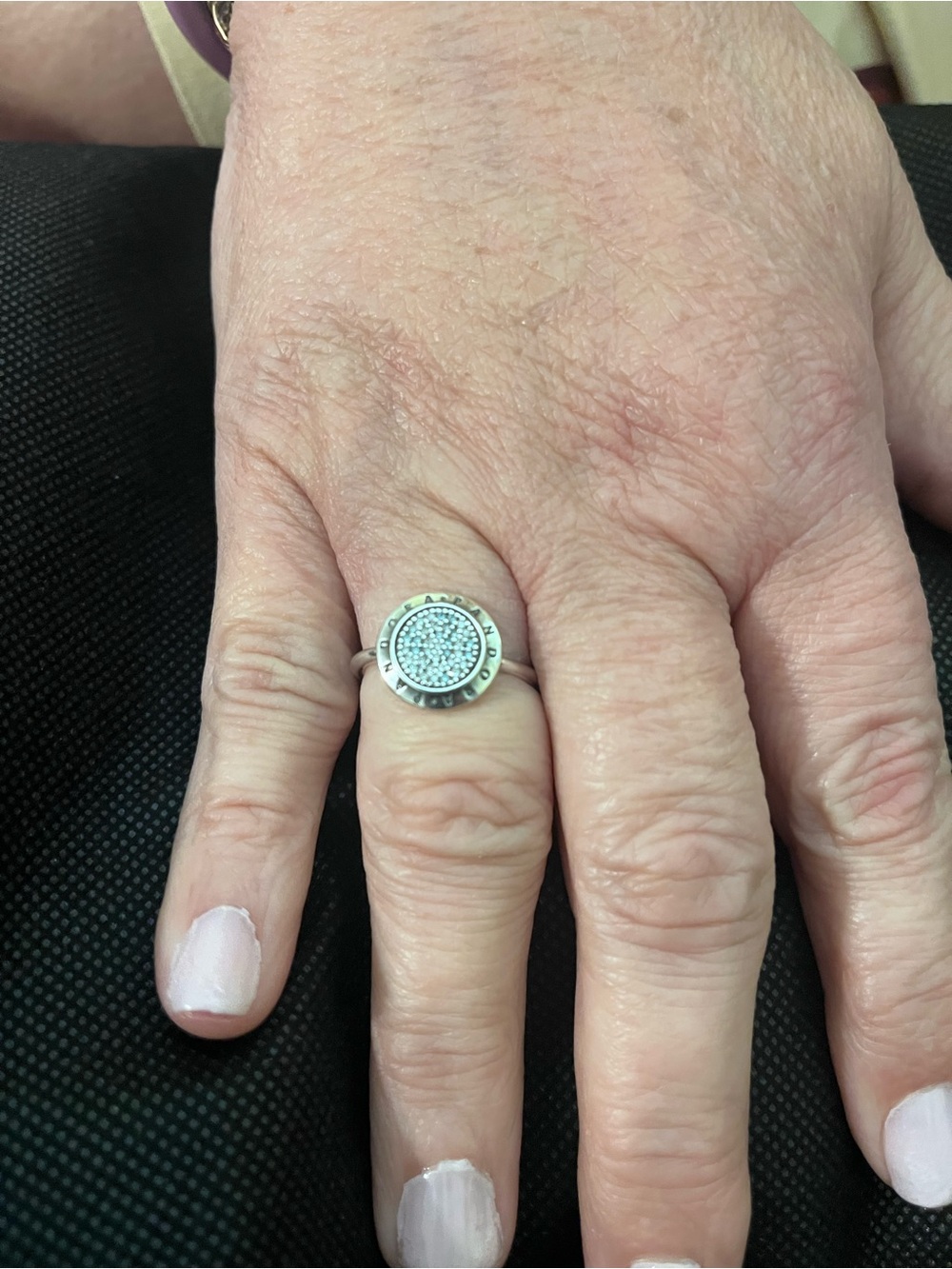 Authentic PANDORA SIGNATURE Pave/Silver LOGO Ring - Picture 3 of 6